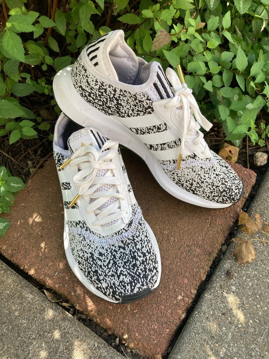 adidas Shoes - Adidas size 9 Swift Run X white and black speckled slip on sneakers